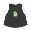 Portland Protest Frog Crop Tank - Dark Heather
