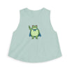 Portland Protest Frog Crop Tank - Heather Dusty Green