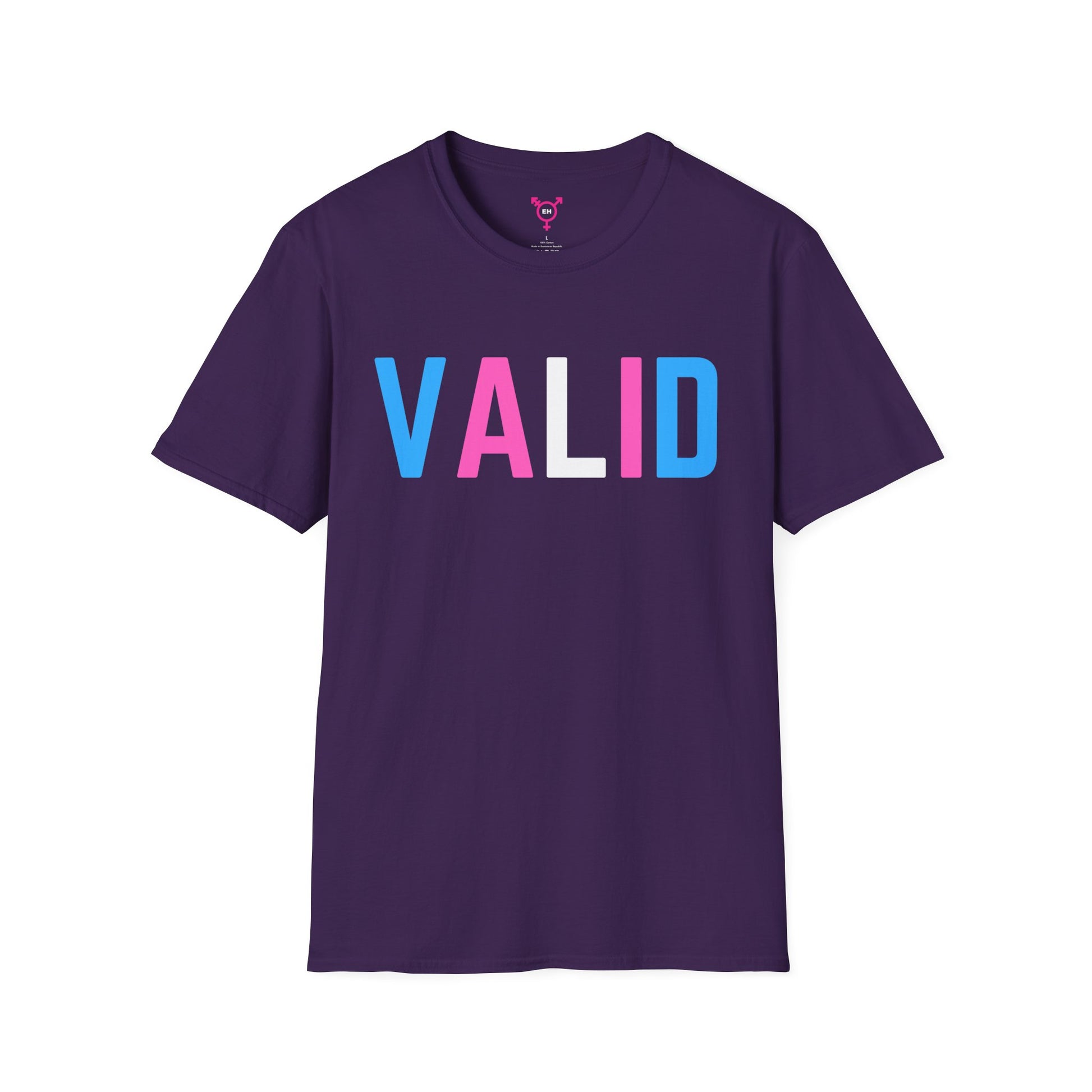 Purple - VALID  (in trans flag colors - blue, pink and white) Trans Pride Tee - Show Your Support - empowHERbyHeidi