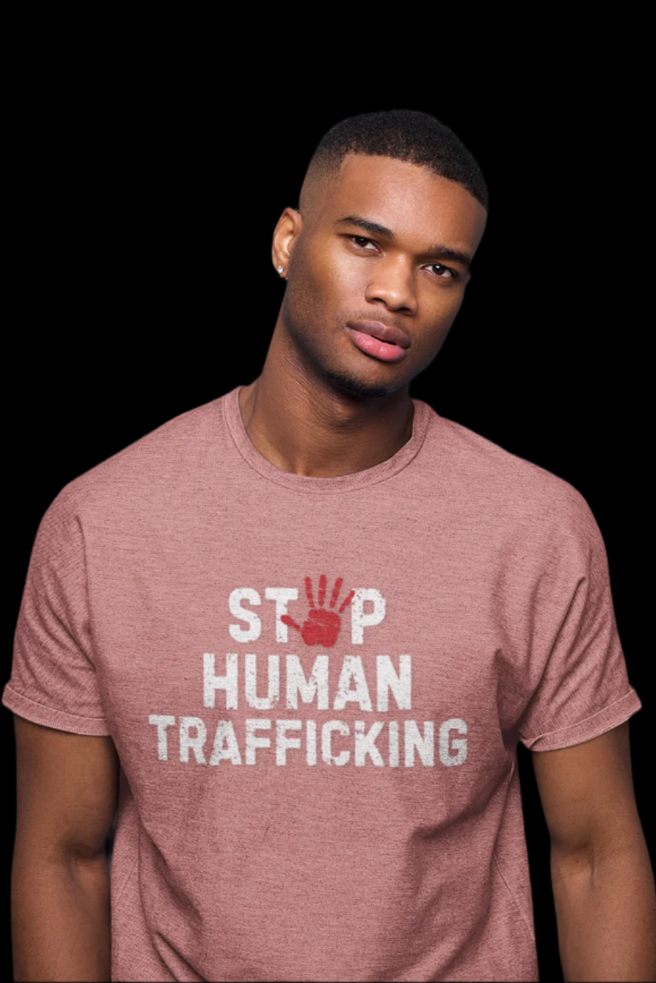 Stop Human Trafficking Tshirt in heathered mauve
