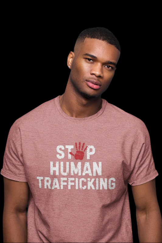 Stop Human Trafficking Tshirt in heathered mauve