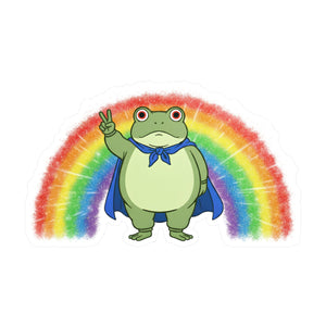 Portland protest frog with Pride rainbow sticker by empowHER by Heidi