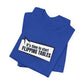 Folded royal blue t-shirt with cartoon speech bubble with text "It's Time to Start Flipping Tables" by empowHER by Heidi