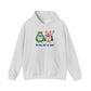 Gray hoodie with cartoon frog and pig characters holding hands and text 'WE WILL NOT BE QUIET' on a white background by empowHER by Heidi | protest wear