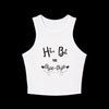 Hi, Bi Not Bye-Bye Micro Rib Racer Tank Top - LGBTQIA+ Top - White