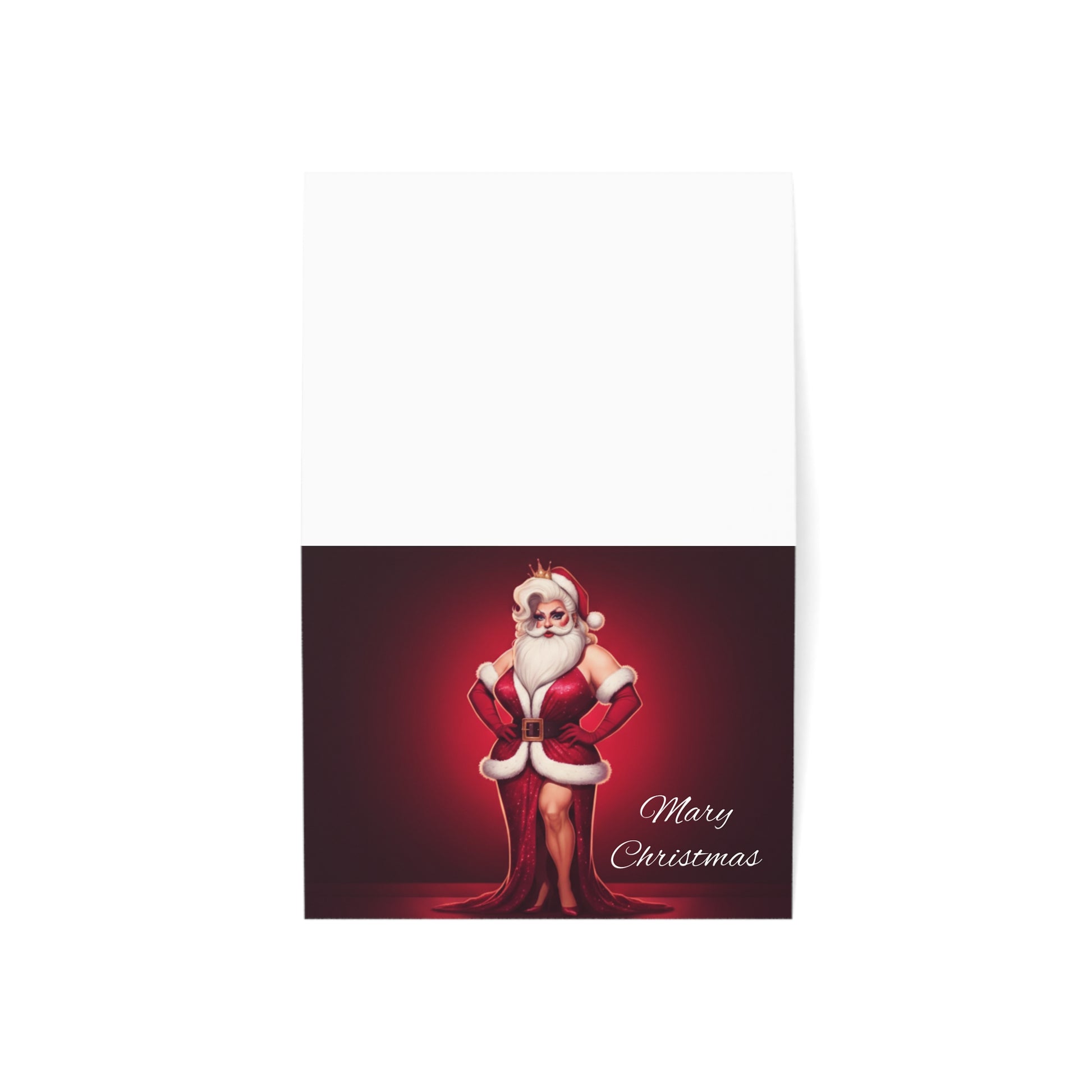 Greeting card with a stylized Santa Claus as a drag queen by empowHER by Heidi