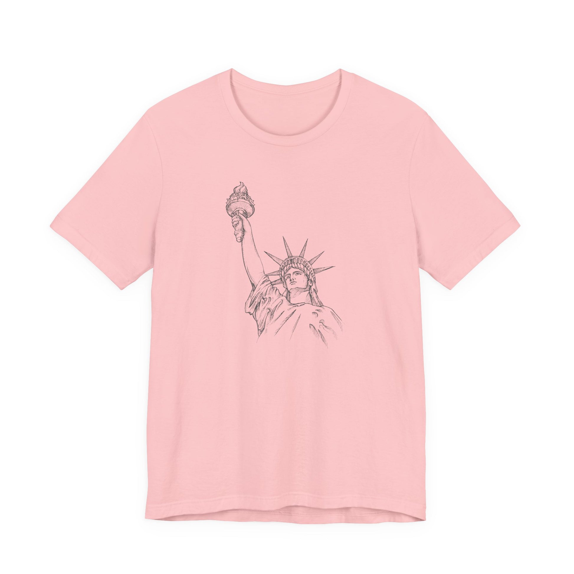 Pink t-shirt with a graphic of the Statue of Liberty by empowHER by Heidi