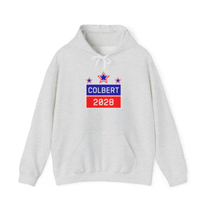 Gray hoodie with 'Colbert 2028' graphic – empowHER by Heidi political protest apparel