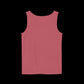 the plain back of a dark pink Loose fitting tank top with the words "not friendly" along with decorative sparkles