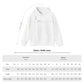 White hoodie with measurement chart on a white background