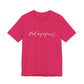 Hot pink t-shirt with the mathematical equation "8+6+4+7=25" written in chalk like text by empowHER by Heidi
