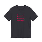 Dark gray t-shirt with blue text 'Solidarity Creates Unstoppable Movements' by empowHER by Heidi