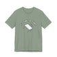 Sage green t-shirt with a flipping table graphic and text "It's time to start" by empowHER by Heidi