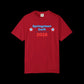 Red t-shirt with 'Springsteen Swift 2028' text on a black background