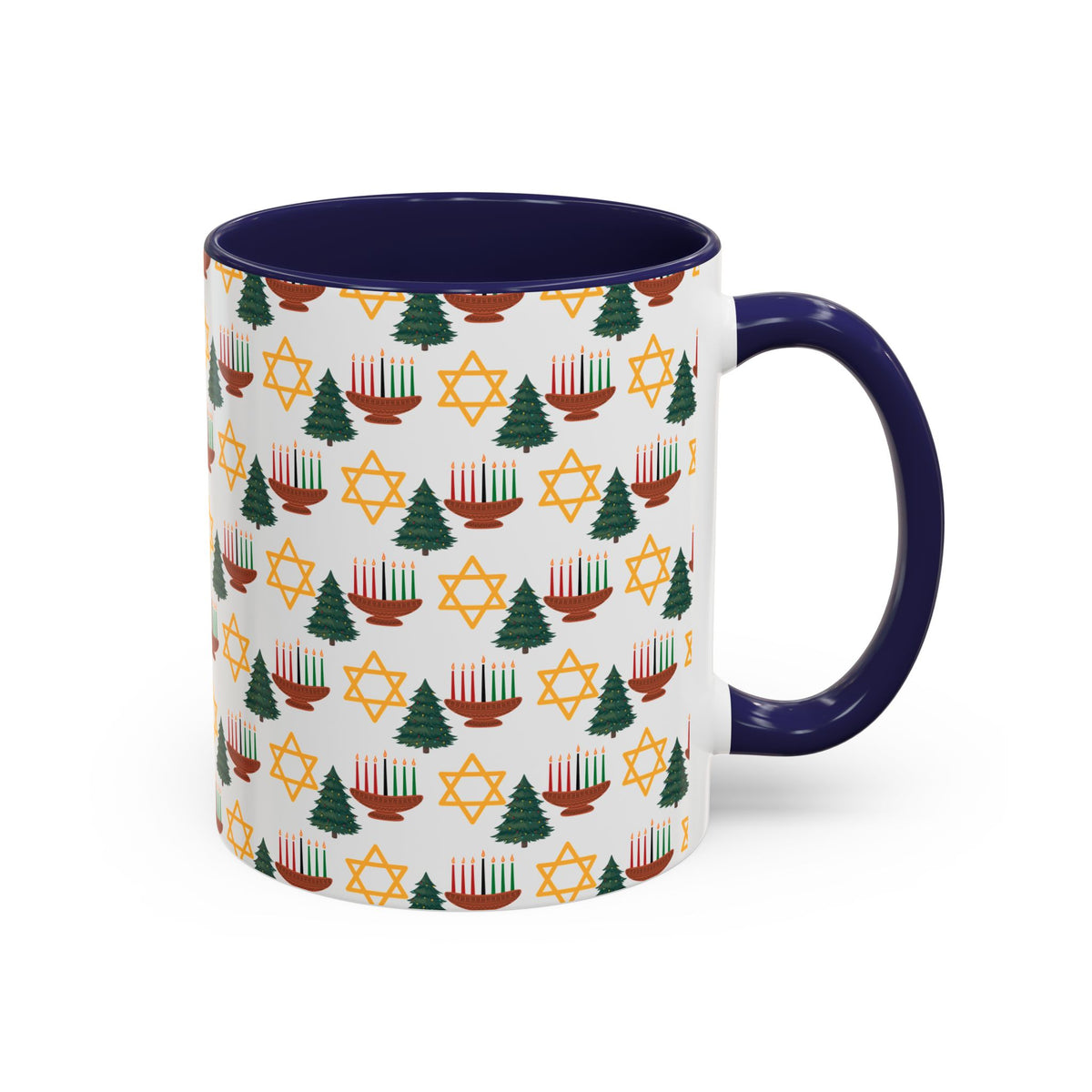 Happy ChristmaHanukKwanzaa Color Accent Holiday Coffee Mug (11, 15oz) - empowHERbyHeidi