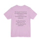 Lilac t-shirt with black text from Emma Lazarus's poem "Give me your tired, your poor,
Your huddled masses yearning to breathe free,
The wretched refuse of your teeming shore.
Send these, the homeless, tempest-tost to me,
I lift my lamp beside the golden door!" by empowHER by Heidi