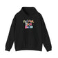 Black hoodie with colorful text "radical left scum" design by empowHER by Heidi