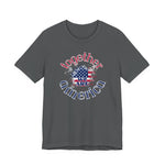 Gray t-shirt with 'Together We Are America' design featuring an American flag on a white background