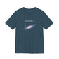 Dark blue t-shirt with graphic of the Milky Way galaxy with an arrow pointing to it and text that says "YOU ARE HERE - Paying taxes to pedophiles" by empowHER by Heidi