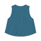 Blue sleeveless top on a white background