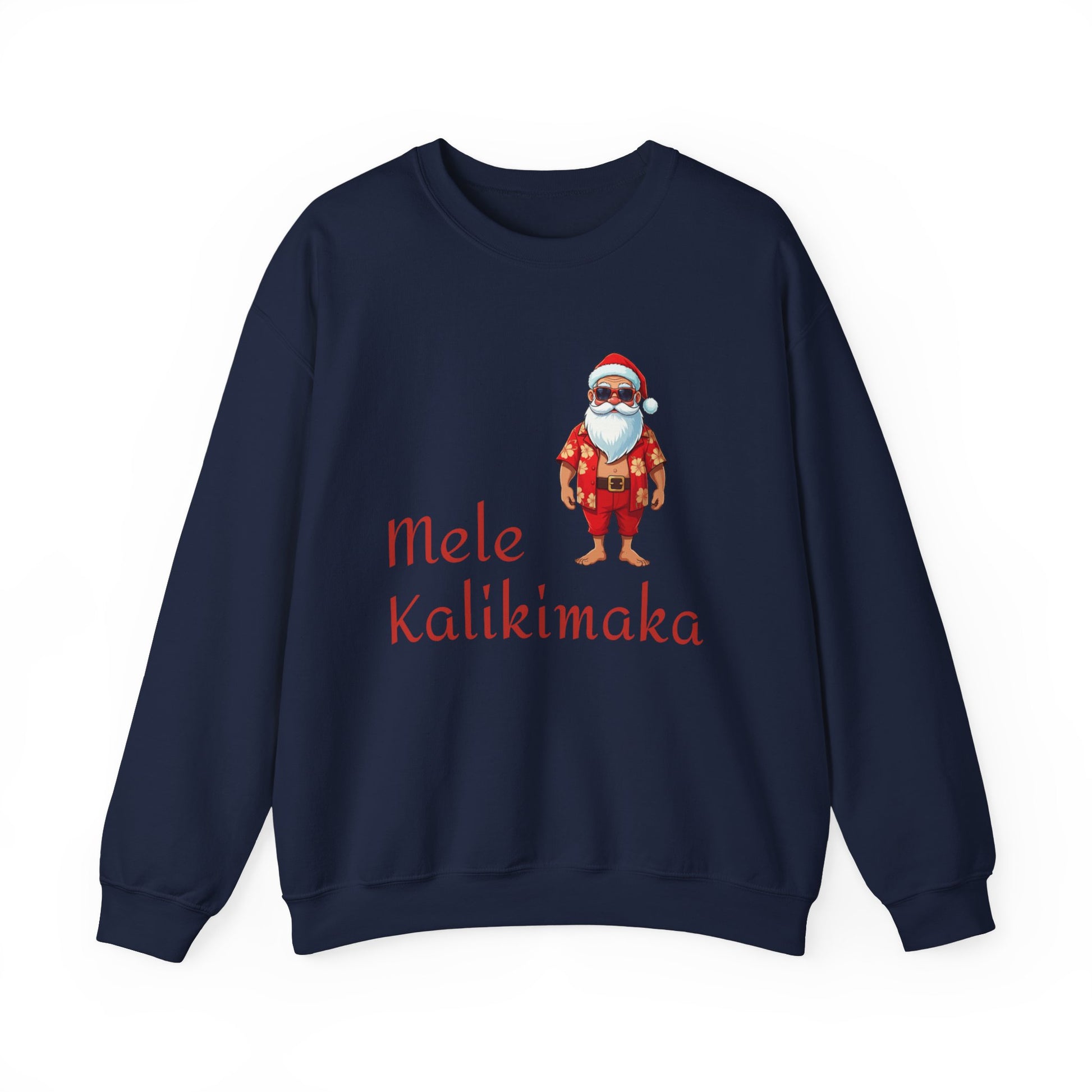 Navy Mele Kalikimaka Hawaiian Santa Crewneck Sweatshirt - empowHERbyHeidi