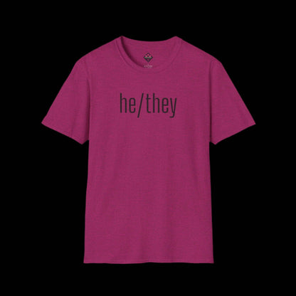 Gender Inclusive Pronouns he/they (in black text) Unisex T-Shirt - empowHERbyHeidi