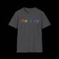 Gender Inclusive Pronouns She/They (rainbow text) Unisex T-Shirt - empowHERbyHeidi