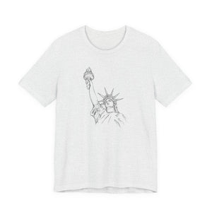 Ash gray t-shirt with a graphic of the Statue of Liberty by empowHER by Heidi