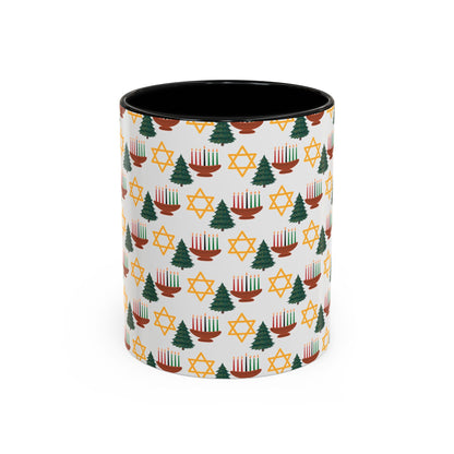 Happy ChristmaHanukKwanzaa Color Accent Holiday Coffee Mug (11, 15oz) - empowHERbyHeidi