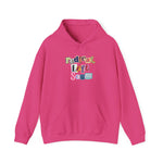 Pink hoodie with colorful text "radical left scum" design by empowHER by Heidi