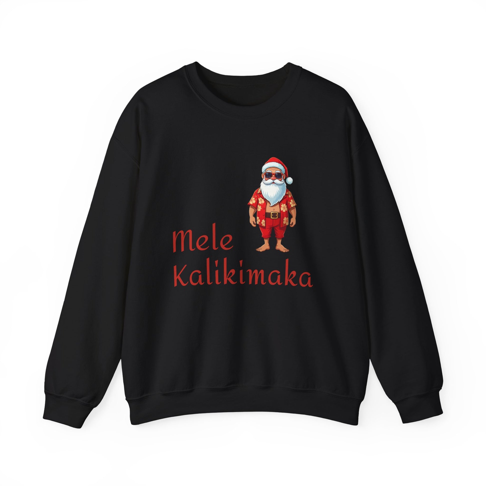 Black Mele Kalikimaka Hawaiian Santa Crewneck Sweatshirt - empowHERbyHeidi