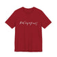 Red t-shirt with the mathematical equation "8+6+4+7=25" written in chalk like text by empowHER by Heidi