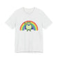 Light gray t-shirt with the Portland protest frog and Pride rainbow design by empowHER by Heidi