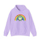 Lavender hoodie with the Portland protest frog and Pride rainbow design by empowHER by Heidi