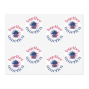 Set of 'Together We Are America' stickers with a red, white, and blue design by empowHER by Heidi