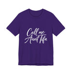 Purple t-shirt with 'Call me Aunt Tifa' text – empowHER by Heidi political protest apparel