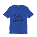Blue t-shirt with 'Call me Aunt Tifa' text – empowHER by Heidi political protest apparel