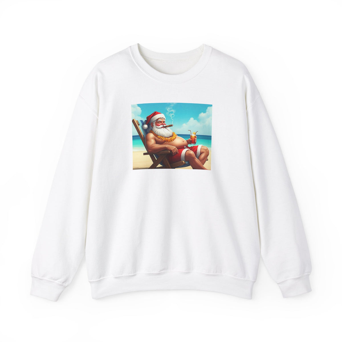 Naughty Santa on Vacation Holiday Sweatshirt - empowHERbyHeidi