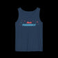 Loose fitting navy blue tank top with the words "not friendly" along with decorative sparkles