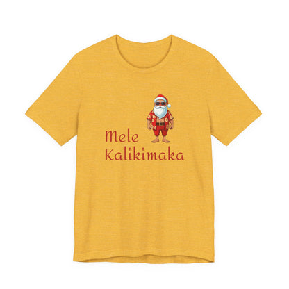 Mele Kalikimaka Hawaiian Santa Jersey Tee