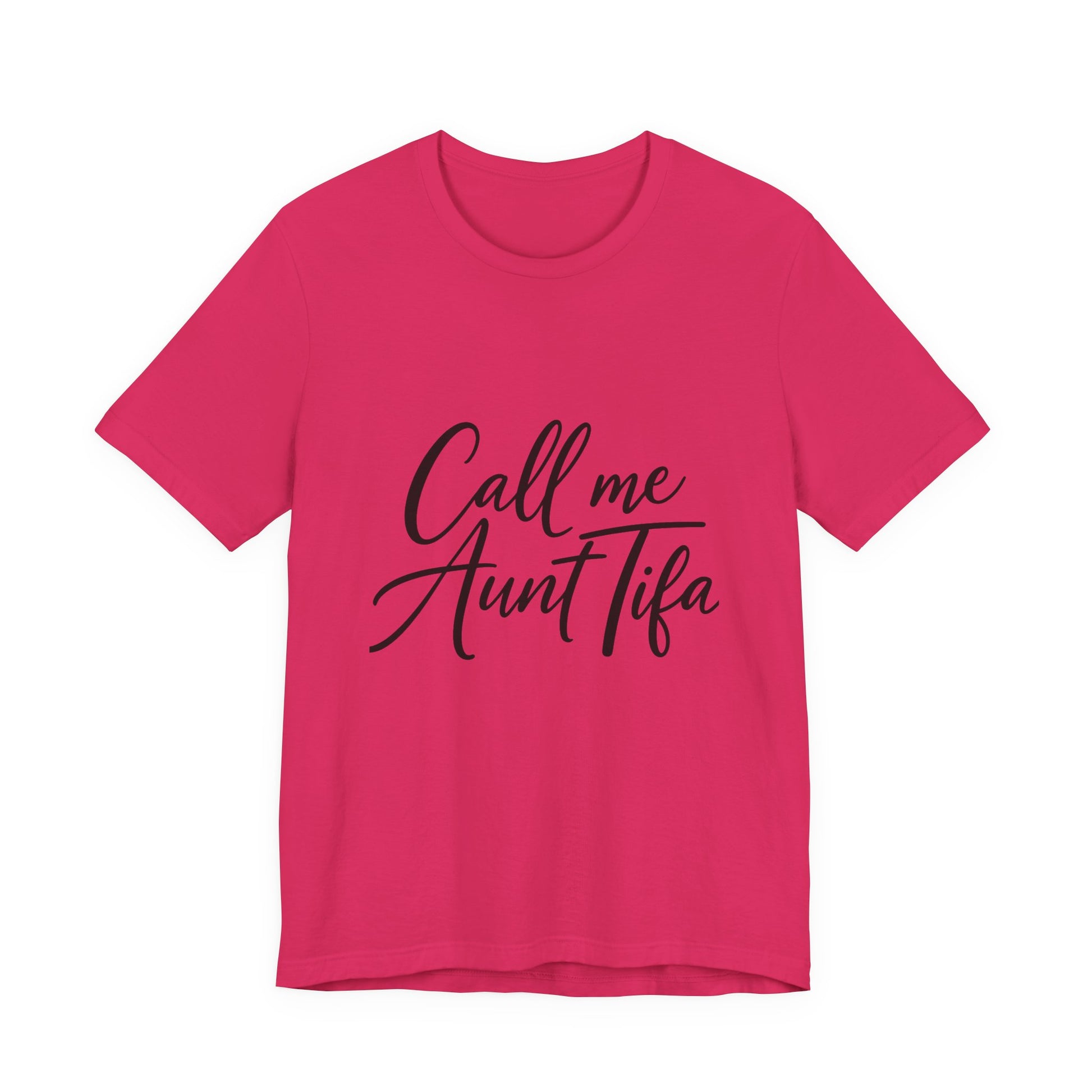 Pink t-shirt with 'Call me Aunt Tifa' text – empowHER by Heidi political protest apparel