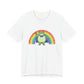 White t-shirt with the Portland protest frog and Pride rainbow design by empowHER by Heidi