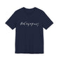Navy t-shirt with the mathematical equation "8+6+4+7=25" written in chalk like text by empowHER by Heidi