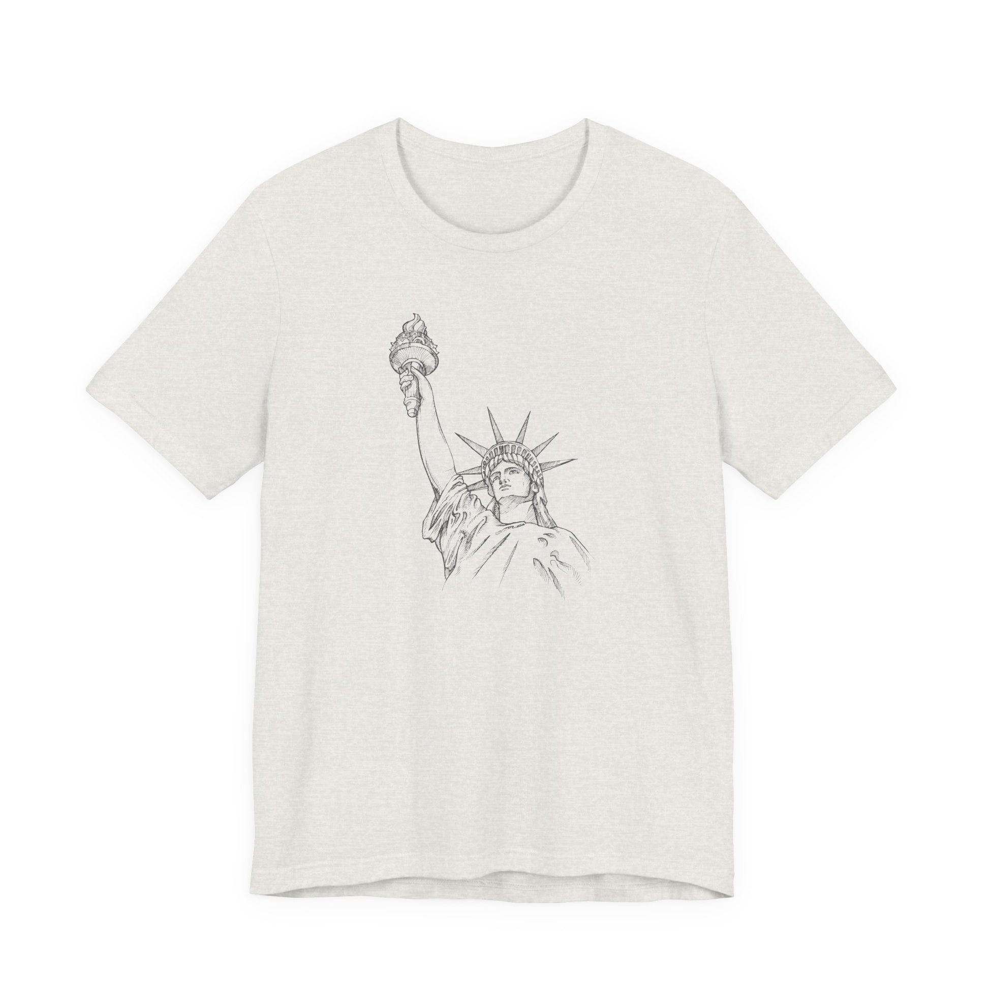 White t-shirt with a graphic of the Statue of Liberty by empowHER by Heidi