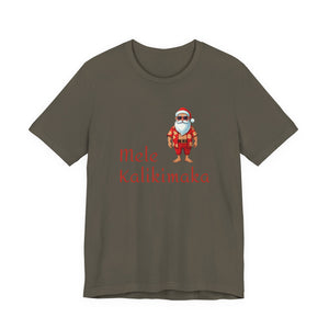 Mele Kalikimaka Hawaiian Santa Jersey Tee