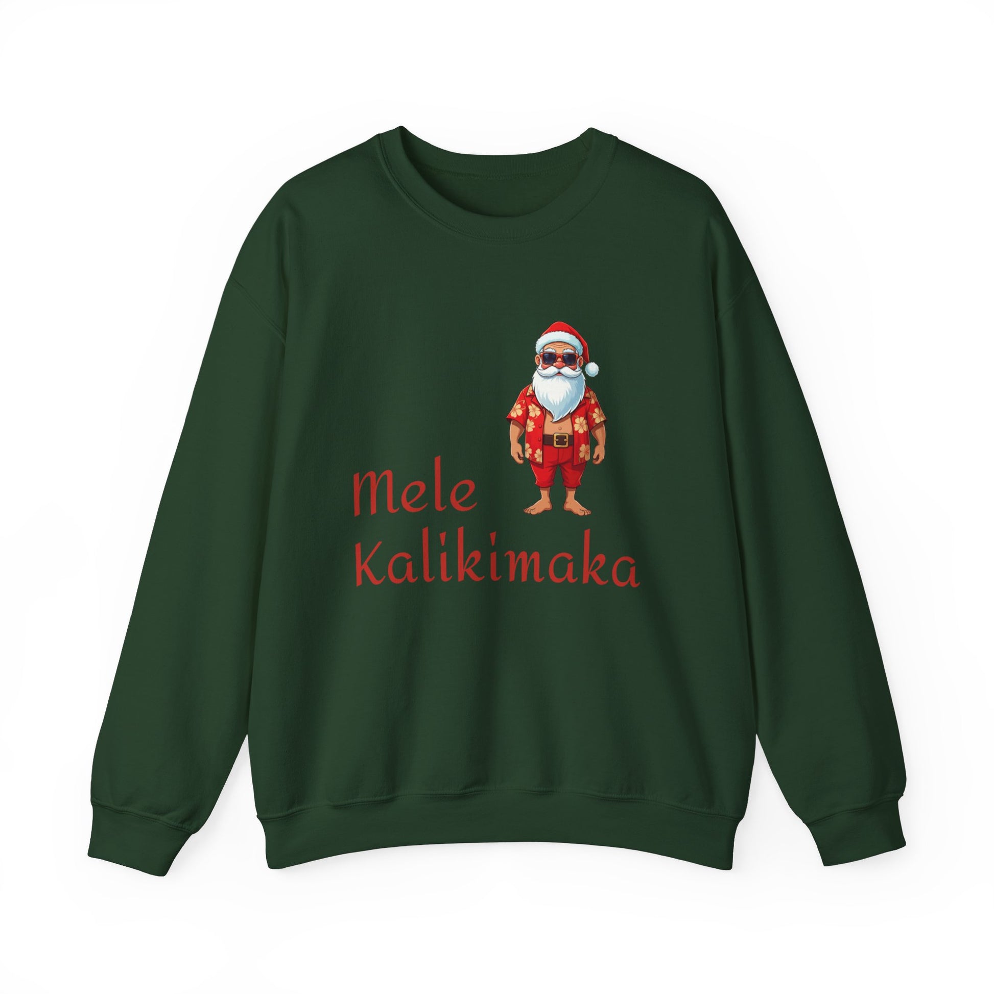 Green Mele Kalikimaka Hawaiian Santa Crewneck Sweatshirt - empowHERbyHeidi