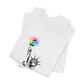 Folded ash gray t-shirt with the Statue of Liberty and rainbow Pride colors emitting from her torch by empowHER by Heidi