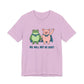 Lilac t-shirt with cartoon frog and pig characters holding hands and text 'WE WILL NOT BE QUIET' on a white background by empowHER by Heidi | protest wear