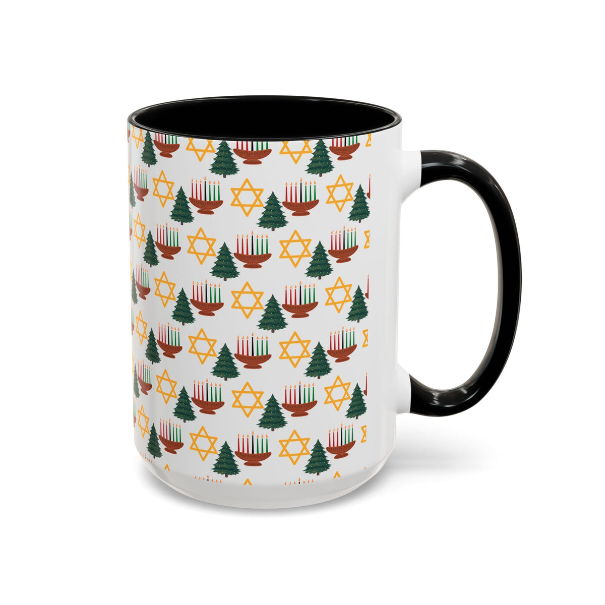 Happy ChristmaHanukKwanzaa Color Accent Holiday Coffee Mug (11, 15oz) - empowHERbyHeidi