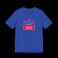Blue t-shirt with 'Colbert 2028' graphic on a black background